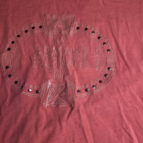 Armani Exchange Coral Pink Logo Short Sleeve Tee - Picture 2 of 6
